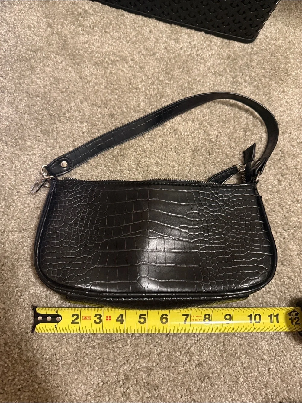 Classic Black Croc-Embossed Wristlet Handbag